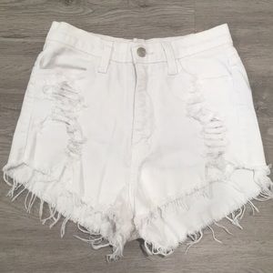 High Waist White Cutoffs